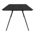 CLIFF - Table de Jardin Plateau en PE Aspect Bois Noir Pieds en Aluminium Noir