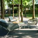 NOALIA - Salon de Jardin Complet Tables Gigogne Vert en Acier et Imitation Rotin