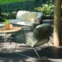 NOALIA - Salon de Jardin Complet Tables Gigogne Vert en Acier et Imitation Rotin