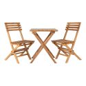 CAMILLE - Ensemble de jardin Pliant Table et 2 Chaises en Teck Massif Naturel