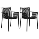 STOLY - Lot de 2 Fauteuils de Table de Jardin en Polypropylène Laqué Noir