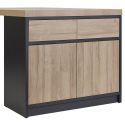 KALDARI - Ilôt de cuisine Plateau 170cm avec Rangement Aspect Bois Pieds Métal