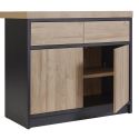 KALDARI - Ilôt de cuisine Plateau 170cm avec Rangement Aspect Bois Pieds Métal