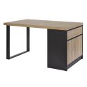 KALDARI - Ilôt de cuisine Plateau 170cm avec Rangement Aspect Bois Pieds Métal