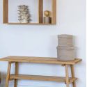 SYBELLE - Lot de 2 paniers ronds en coton beige avec couvercles