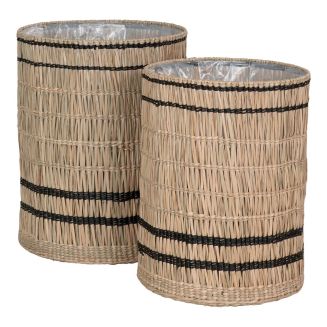 NATILIA - Lot de 2 cache-pots en jonc de mer naturel intérieur plastifié