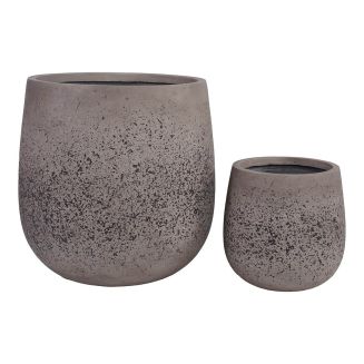 SULLYA - Lot de 2 cache-pots en fibre d'argile coloris gris brun