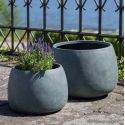 STELLI - Lot de 2 cache-pots en fibre d'argile coloris vert de gris foncé