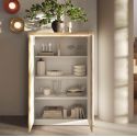 ISALIA - Rangement 4 portes blanc et aspect chêne finition Cadiz avec LED