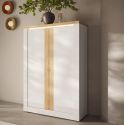 ISALIA - Rangement 4 portes blanc et aspect chêne finition Cadiz avec LED