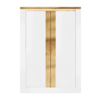ISALIA - Rangement 4 portes blanc et aspect chêne finition Cadiz avec LED