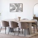 KOLAM - Table Repas 220cm en MDF Plaquage Frêne Pieds Laqué Beige Mat