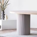 KOLAM - Table Repas 220cm en MDF Plaquage Frêne Pieds Laqué Beige Mat