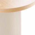 KOLAM - Table Repas 220cm en MDF Plaquage Frêne Pieds Laqué Beige Mat