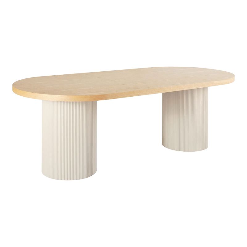 KOLAM - Table Repas 220cm en MDF Plaquage Frêne Pieds Laqué Beige Mat KOLAM - Table Repas 220cm en MDF Plaquage Frêne Pieds Laqué Beige Mat