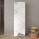 ORIANA - Penderie 2 portes avec 2 étagères Blanc Laqué avec Sérigraphies et Miroirs