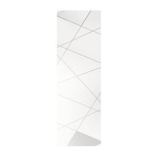 ORIANA - Penderie 2 portes avec 2 étagères Blanc Laqué avec Sérigraphies et Miroirs