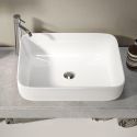 ARTURO - Meuble Vasque 110cm suspendu 1 tiroir blanc laqué et aspect aspect béton