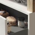 ARTURO - Meuble Vasque 92cm suspendu 1 tiroir blanc laqué et aspect bois finition Cadiz