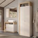 ARTURO - Meuble Vasque 92cm 2 tiroirs beige laqué et aspect bois finition Cadiz