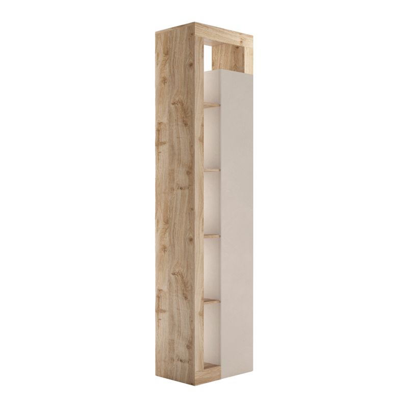 ARTURO - Colonne 1 porte beige laqué et aspect bois finition Cadiz