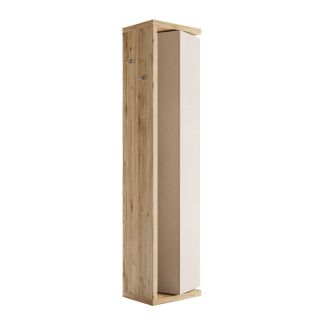 ARTURO - Colonne pivotante 1 porte 1 miroir beige laqué et aspect bois finition Cadiz