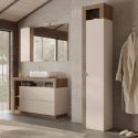 ARTURO - Meuble Vasque 110cm 2 tiroirs beige laqué et aspect bois finition Mercure