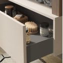 ARTURO - Meuble Vasque 110cm suspendu 1 tiroir beige laqué et aspect bois finition Mercure