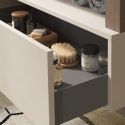 ARTURO - Meuble Vasque 92cm suspendu 1 tiroir beige laqué et aspect bois finition Mercure