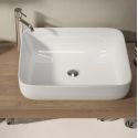 ARTURO - Meuble Vasque 92cm suspendu 1 tiroir beige laqué et aspect bois finition Mercure