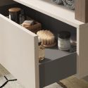 ARTURO - Meuble Vasque 78cm suspendu 1 tiroir beige laqué et aspect bois finition Mercure