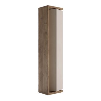 ARTURO - Colonne pivotante 1 porte 1 miroir beige laqué et aspect bois finition Mercure
