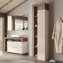 ARTURO - Colonne 1 porte beige laqué et aspect bois finition Mercure