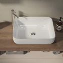 ARTURO - Meuble Vasque 110cm + Miroir beige et aspect bois finition Mercure