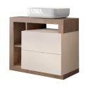 ARTURO - Meuble Vasque 92cm + Miroir beige et aspect bois finition Mercure