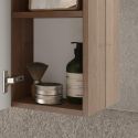 ARTURO - Meuble Vasque 92cm suspendu + Miroir beige et aspect bois finition Mercure