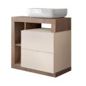 ARTURO - Meuble Vasque 78cm + Miroir beige et aspect bois finition Mercure