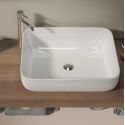 ARTURO - Meuble Vasque 78cm + Miroir beige et aspect bois finition Mercure