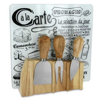 Set Planche à Fromage + 3 Ustensiles Aimantés avec Support Bois