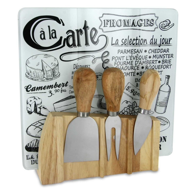 Set Planche à Fromage + 3 Ustensiles Aimantés avec Support Bois