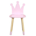 Chaise Enfant Rose, Piètement Nois naturel et Dossier Forme Couronne
