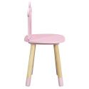Chaise Enfant Rose, Piètement Nois naturel et Dossier Forme Couronne