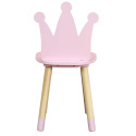 Chaise Enfant Rose, Piètement Nois naturel et Dossier Forme Couronne