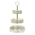 Plateau Décoratif à 3 Etages en Métal Doré