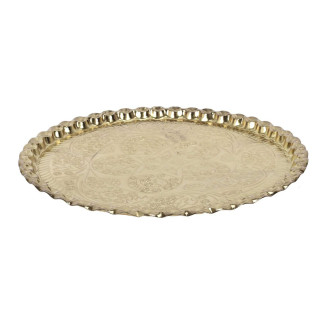 Plateau Décoratif Ø47,5cm en Métal Doré Motif Ornemental