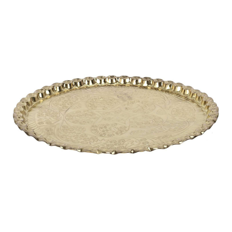 Plateau Décoratif Ø47,5cm en Métal Doré Motif Ornemental Plateau Décoratif Ø47,5cm en Métal Doré Motif Ornemental