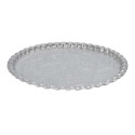 Plateau Décoratif Ø47,5cm en Métal Argenté Motif Ornemental