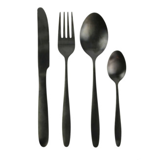 Ménagère 16 Pièces en Acier Inoxydable Noir