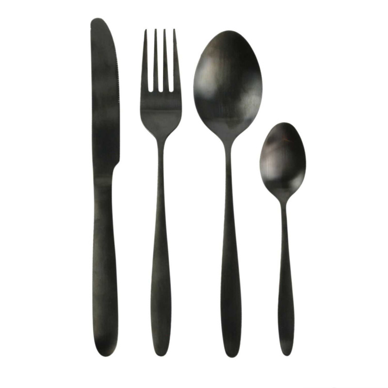 Ménagère 16 Pièces en Acier Inoxydable Noir