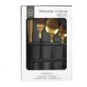 Ménagère 16 Pièces en Inox Or Manche Noir